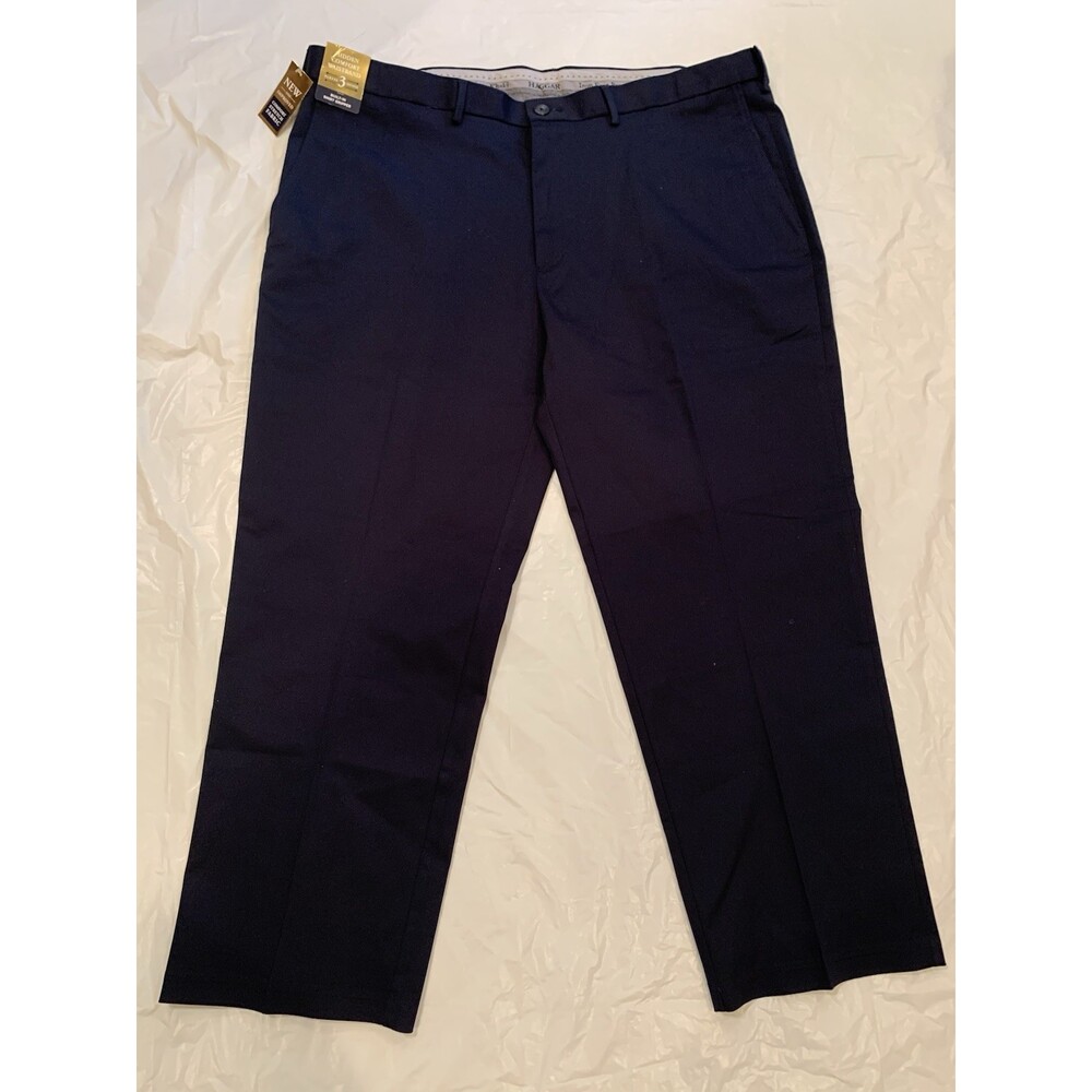 Haggar Iron Free Classic Fit Men's Navy Premium Khaki Pants 44x29